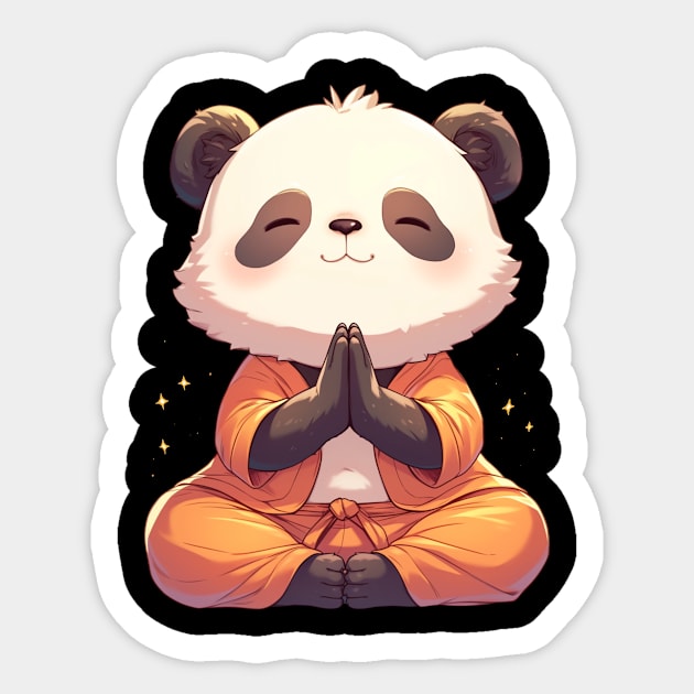 Panda Doing Yoga - Panda Bear Japanese Sticker by Anassein.os